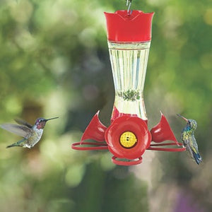red four port feeder for hummingbirds
